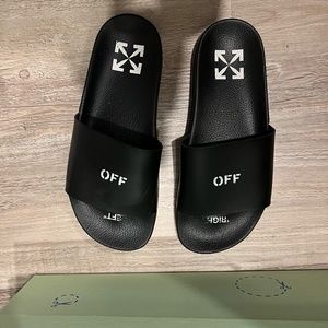 Off White Black Logo Pool Slides
